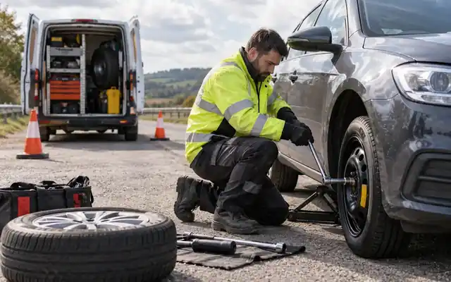 mobile spare tyre fitting