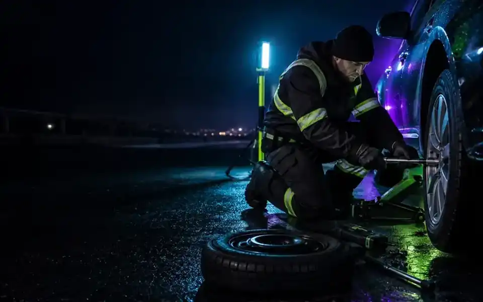 mobile tyre repair at work